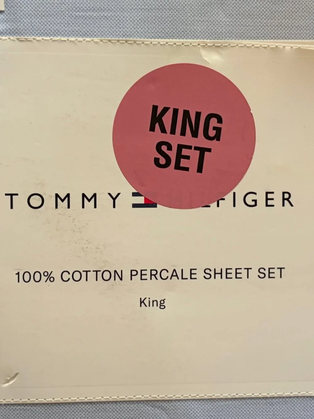 Tommy Hilfiger Blue Chambray King Size Cotton Sheet Set (CHRISTOPHER TEXTURE)